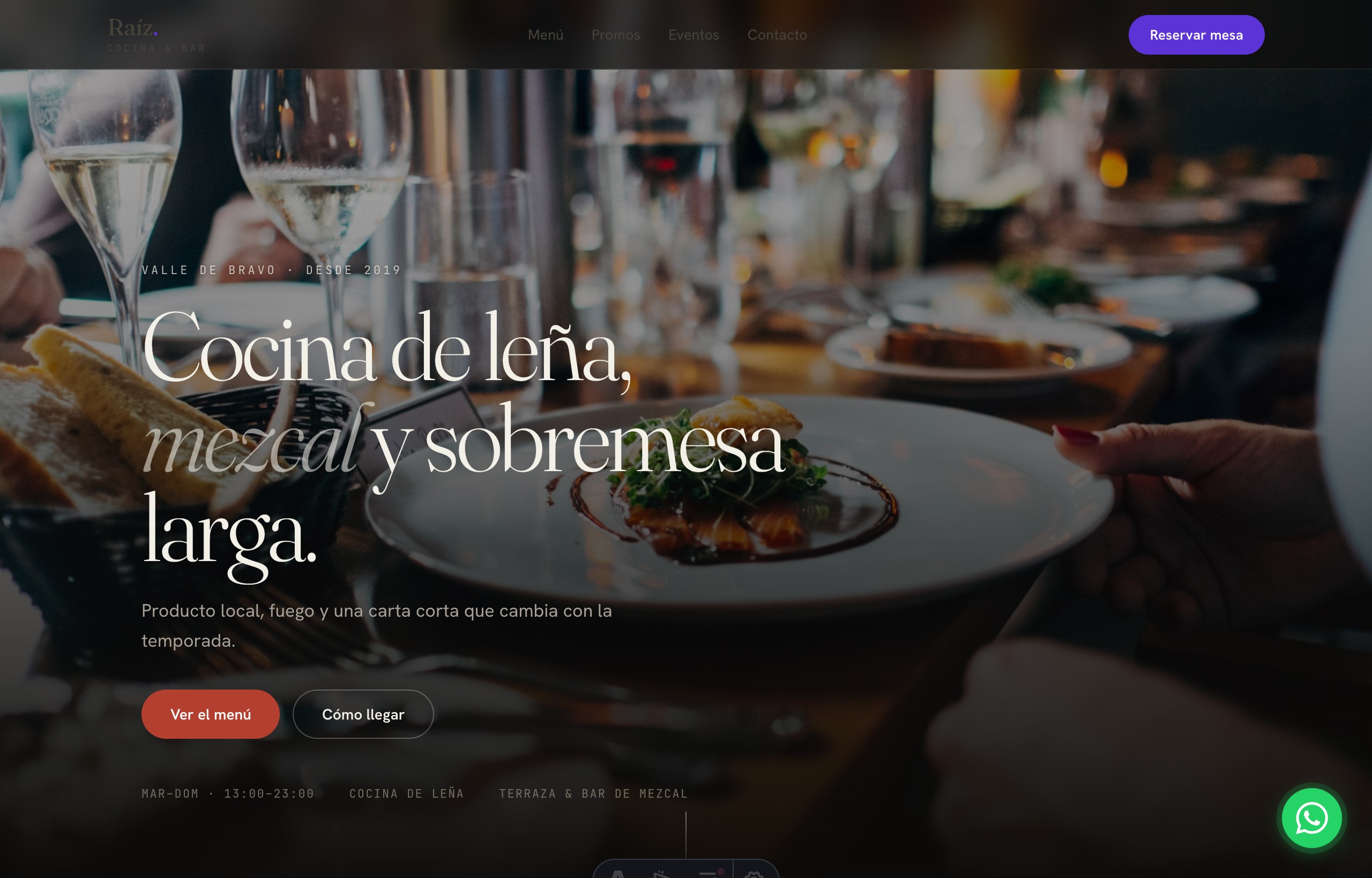 Raíz · Cocina & Bar — sitio hecho con FilosofIA